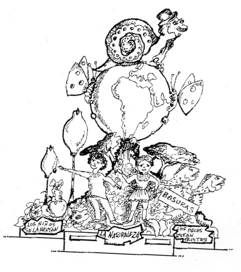 Boceto Hoguera infantil explanada 1994